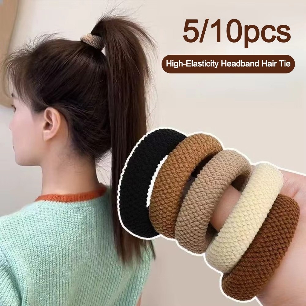 JKDESIGN Scrunchies - Bộ 5/10 cái, dây dày mềm mại, nhiều màu sắc, dành cho nữ
