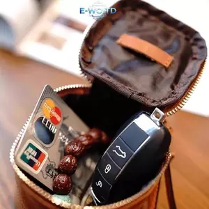 E-WOITD Chất Lượng Cao Tối Giản Rau Da Bò Rám Da Mini Di Động Lipsti Túi Đựng Đồng Xu & Thẻ Túi Vuông E-WOITD
