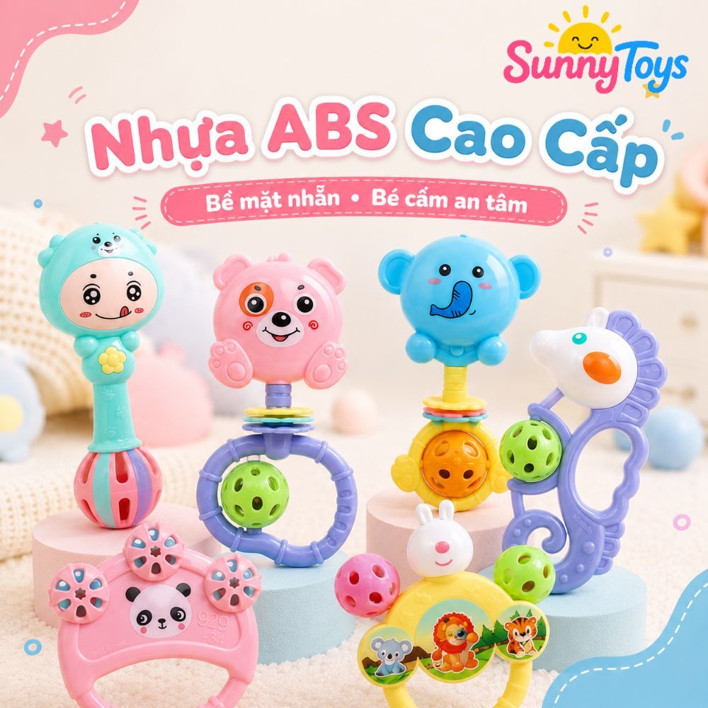 Bộ Lục Lạc Cầm Tay SunnyToys 7 Món - Xúc Xắc Âm Thanh Cho Bé Tập Cầm Nắm