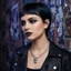 Vòng cổ kim loại phong cách Punk với mặt dây chuyền trái tim và khóa OT Thiết kế nhẹ cho nữ