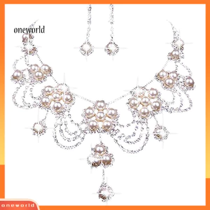 Một thế giới| Bộ trang sức cô dâu đính đá giả ngọc trai sang trọng dành cho nữ