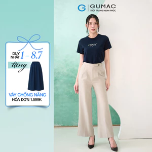 Quần Tây Nữ GUMAC Lưng Liền Ống Suông Chiết Ly Có Túi Dọc Hai Bên Kèm Dây QF07049