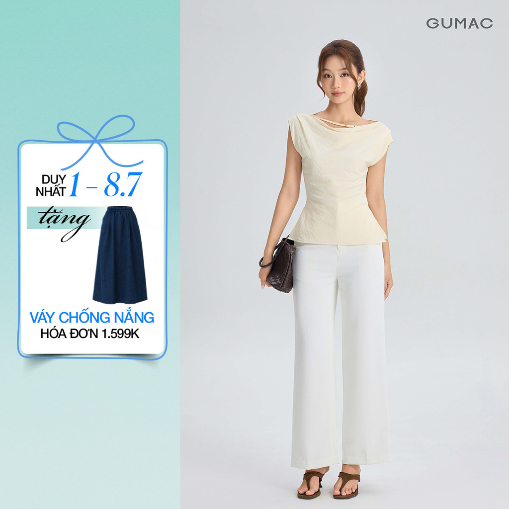 Quần Tây Nữ GUMAC Form Ống Rộng Chất Cotton Silk Mềm Mịn Cao Cấp QG06022