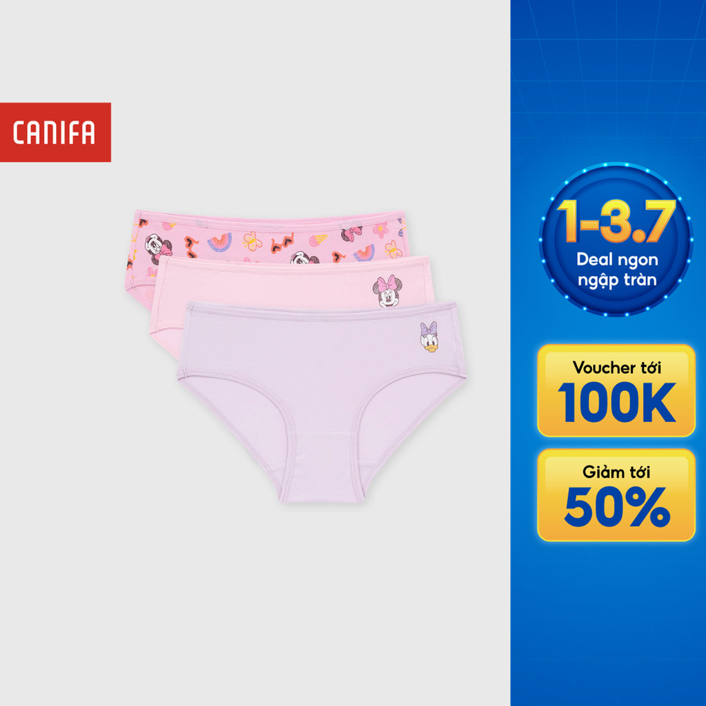 Combo 3 quần lót tam giác bé gái CANIFA mềm mại thông thoáng đạt chuẩn OEKO-TEX in Mickey 1US26A004