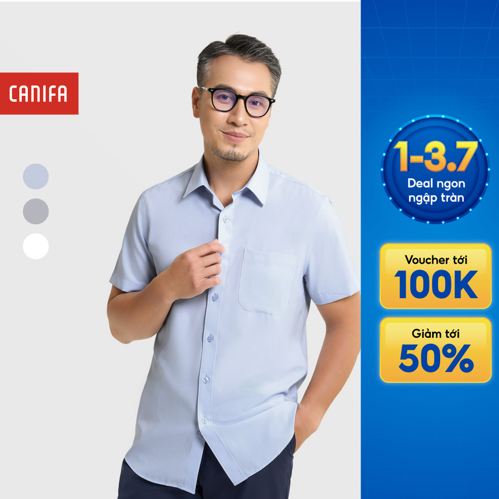 Áo sơ mi nano nam dáng ôm slimfit làm từ sợi nano cao cấp, thấm hút tốt 8TH25S015