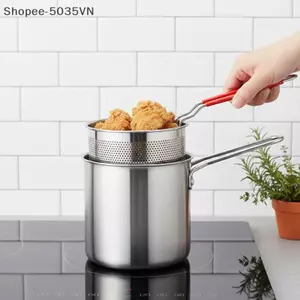 {AKIN} Nồi chiên sâu bằng thép không gỉ có giỏ chiên Nồi nhỏ đa chức năng Nhà bếp chiên cụ thể và các dụng cụ nấu ăn khác {a}