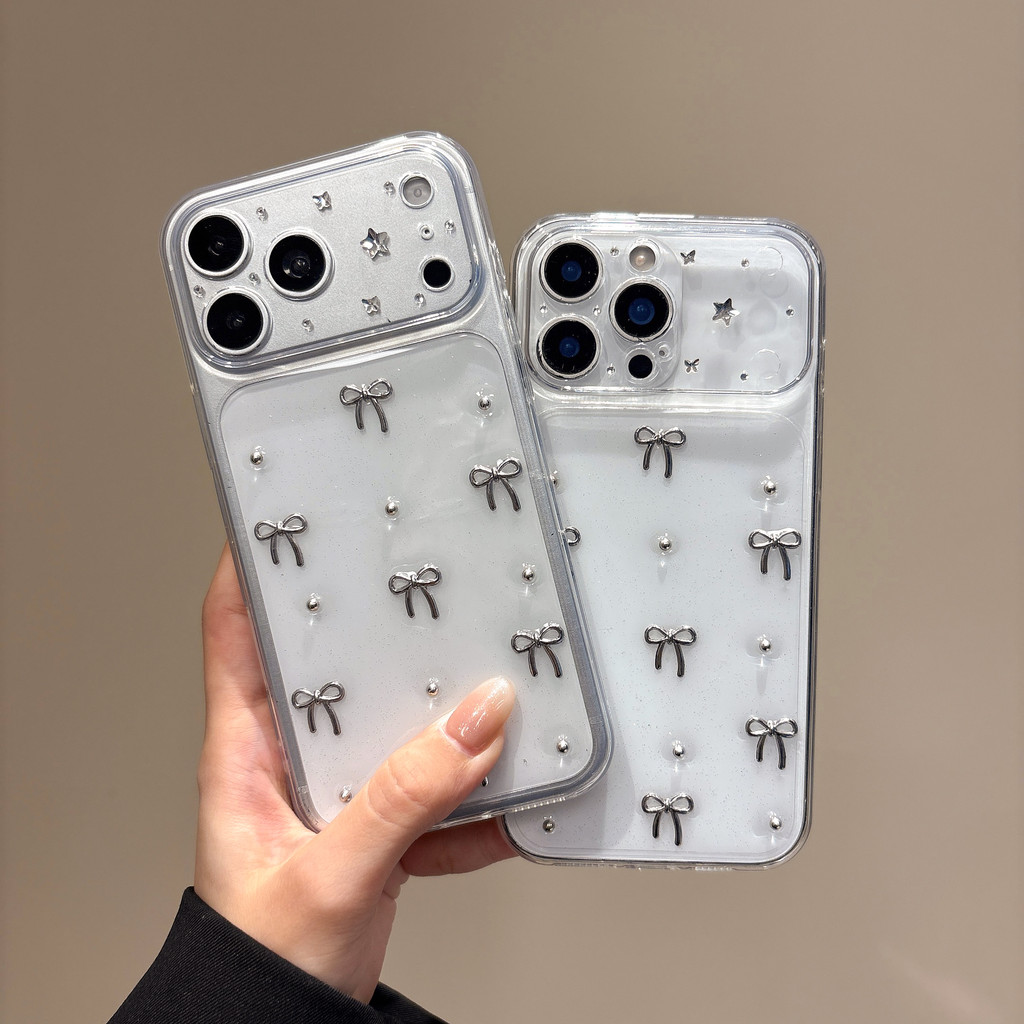 Ốp lưng iPhone buộc nơ lấp lánh phù hợp cho iPhone 17 Pro Max 17 16 ProMax 15 14 13 12 11 Ốp điện thoại chống rơi XELU