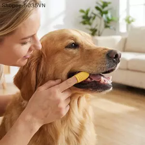 {AKIN} Bàn chải đánh răng ngón tay mềm có thể tái sử dụng cho chó con và dụng cụ làm sạch răng miệng cầm tay có thể tháo rời {a}