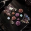 Set Charm Bướm Pha Lê Hoa Hồng Tím Lavender & Mocha Resin Cao Cấp – Crystal Butterfly Purple Rose Luxury Co