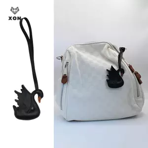 Móc khóa cặp đôi bằng da PU và thiên nga trắng thủ công Quà tặng trang trí dễ thương Thích hợp cho phụ kiện quyến rũ túi [Mina]