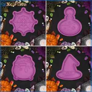 XOITU Halloween Dụng Cụ Cắt Bánh Quy Magic Potion Chai Nướng Khuôn Độc Đáo Hình Dạng Ma Quái Món Quà Hoàn Hảo Cho Bakers Tiệc Halloween Nướng VN