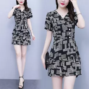 Mùa hè 2026 Plus size Nhẹ nhàng Bộ đồ hai mảnh tay ngắn sang trọng Fat mm Phong cách phương Tây Che thịt Slim-fit Slimer Look Tính khí Niche Người lười biếng Toàn bộ mặc