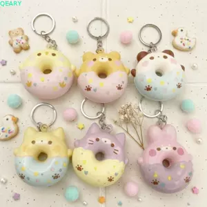 Móc khóa mặt dây chuyền bánh rán QEARY, Chất liệu PU phục hồi chậm Donut Móc khóa phục hồi chậm, Chất liệu mềm vui nhộn Hoạt hình Phong cách tráng miệng Hoạt hình Mặt dây chuyền bánh rán Ngày lễ