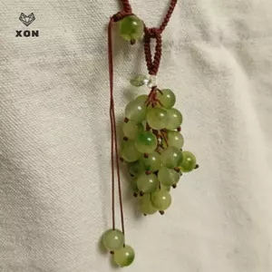 Móc khóa mặt dây chuyền nho màu xanh lá cây mô phỏng Túi đính cườm ngọt ngào dễ thương Đồ trang trí ô tô dành cho nữ Trang trí túi xách [Mina]