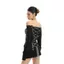 Áo thun dài tay phong cách châu Á Graffiti rách một vai Dây đeo lưng Dark Niche Slim-Fit Hot Girl Top