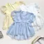 Áo babydoll cổ V voan tơ 2 tầng bèo, áo kiểu tay bồng M8118444 - - Hieuvy Botique