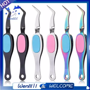 6 Chiếc Vượt Qua Khóa Nhíp Cong Kẹp Ngược Nhíp Đầu Mịn Nhíp Cong Đầu Thép Không Gỉ Mềm Tay Cầm Thủ Công DIY Trang Sức Đính Hạt Điện Tử Đồ Thủ Công
