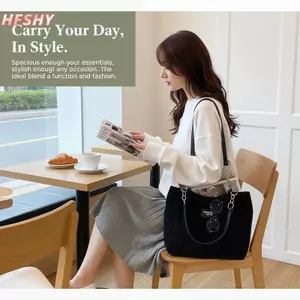 HFSHY Dung Tích Lớn Corduroy Dây Xích Nách Tote Bagtrendy Nữ Đeo Vai Bagmuter Túi VN