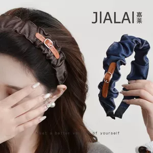 Hàng sẵn có Denim Xếp Ly Băng Đô Ren Rộng Vành Băng Đô Cao Cấp Thời Trang Hàn Quốc Thời Trang Hàng Ngày Mặc Ngoài Trời Đi Lại Băng Đô Bấm Kẹp Tóc