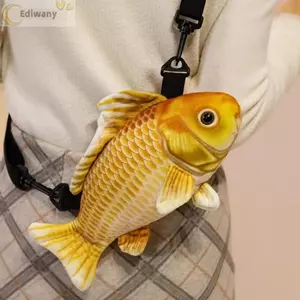 Túi đeo chéo EDIWANY, Kích thước 30CM Đồ chơi cá sang trọng mô phỏng dễ thương, Dây đeo chéo sáng tạo Phong cách cá vẹt Chất liệu sang trọng Ví đựng tiền xu cá Quà tặng
