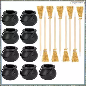 18Pc Phù Thủy Chổi Bút Chì Và vạc Cho Halloween Chổi Dính Bi Halloween Đảng Ủng Hộ Phù Thủy Chổi Chống Đỡ Viết Dễ Sử Dụng