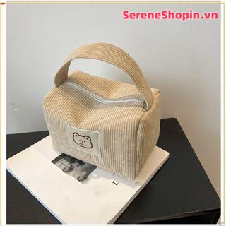 Túi đựng mỹ phẩm SERENE, Túi xách vải nhung mềm, Ví sức chứa lớn dành cho nữ