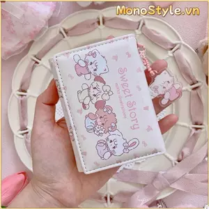 Ví đựng tiền xu MONOSTYLE, Ví ngắn da PU Mikko, Túi đựng tiền hoạt hình thời trang dành cho nữ Cô gái