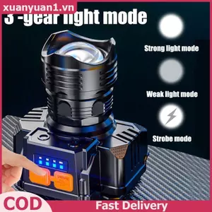 XUAN Đèn pha chống nước Đèn pha có thể sạc lại Đèn pha LED nguyên bản Đèn pha chùm tia cao Câu cá / Cắm trại VN