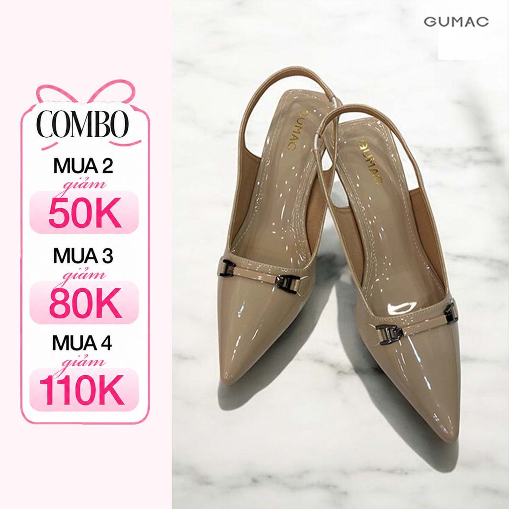 Giày Cao Gót Nữ Mũi Nhọn GUMAC Chất Da Pu Bóng Mềm Êm Chân Sang Trọng GF07035