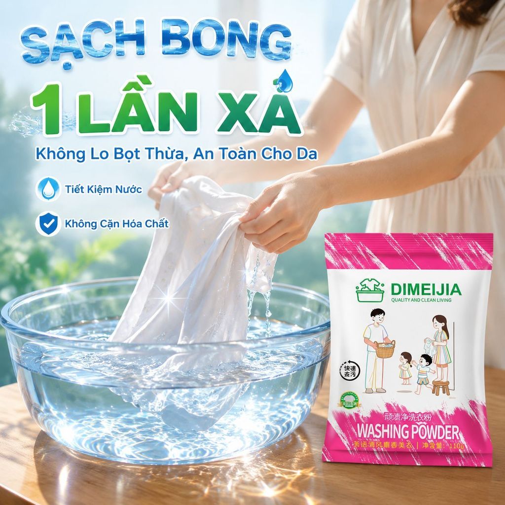 【Tẩy Sạch Vết Dầu Mỡ】 Bột Tẩy Trắng Enzim Sinh Học, Đánh Bay Vết Bẩn, Khử Vết Ố Vàng Trên Quần Áo/Bột Giặt Tẩy Vết Bẩn Mạnh Mẽ 110g