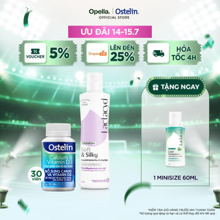 Ostelin Viên Uống Hỗ Trợ Bổ Sung Calcium & Vitamin D3 30 viên + DDVS Phụ nữ Lactacyd Soft & Silky 250ml