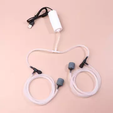 PLUMHOME Bể cá USB Máy bơm không khí oxy Bể cá di động Máy nén khí im lặng hai lỗ sục khí Mini cầm tay Máy tạo oxy nhỏ.