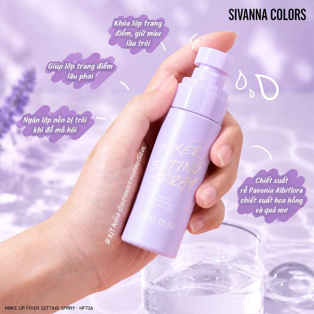 Sivanna Colors Xịt dưỡng ẩm Xịt sửa chữa Mực điều hòa Xịt dưỡng ẩm Mực dưỡng ẩm Makeup Fixer Seting Spray 60ml HF736 | BigBuy360 - bigbuy360.vn