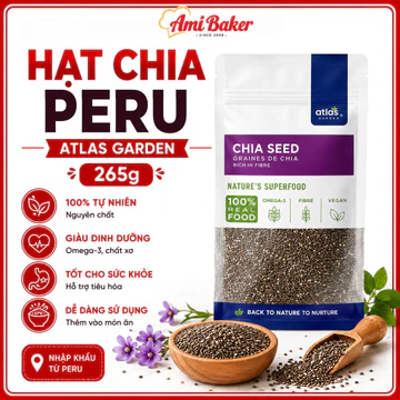 Hạt Chia Peru Atlas Garden 265g – Hàng Nhập Khẩu, Hạt Chia Dinh Dưỡng Dùng Pha Nước, Làm Sinh Tố