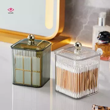 [HWETR] Hộp đựng bông trong suốt Hộp đựng son môi trang điểm để bàn có nắp Hộp đựng trang sức chống bụi Hộp đựng khăn choàng phòng tắm