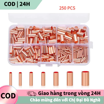 [COD] Set 250 đầu nối ống đồng uốn chuyên dụng 7 size - Dây 1-6mm, nối nhanh, chống gỉ, tiện lợi