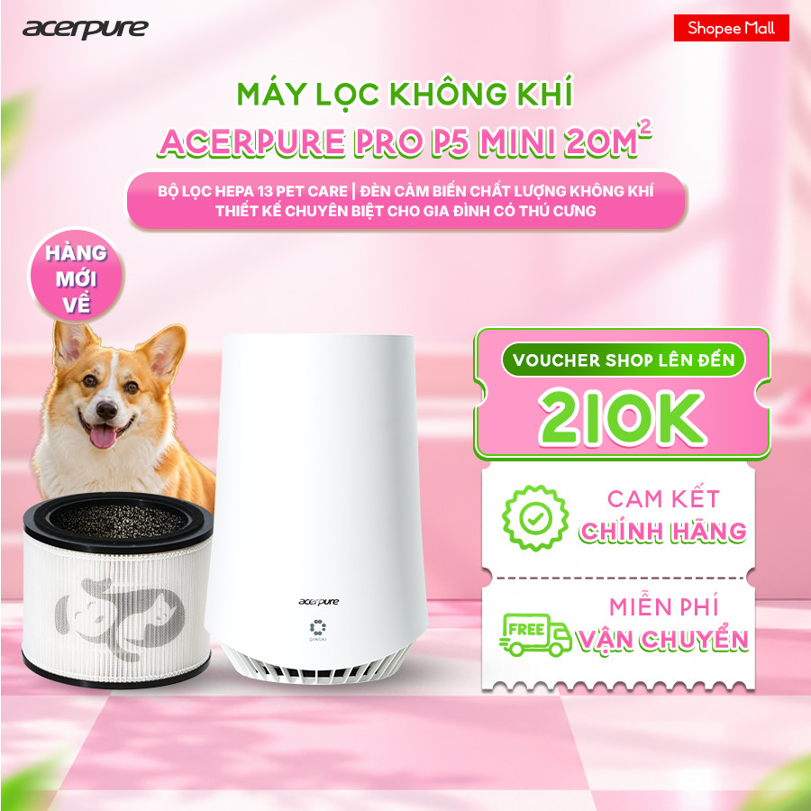 Máy lọc không khí Acerpure PRO P5 MINI AP315-30W Pet Care HEPA 13 UVC PINOKI Ion Điều Khiển App 20m² - Bảo hành 12 tháng