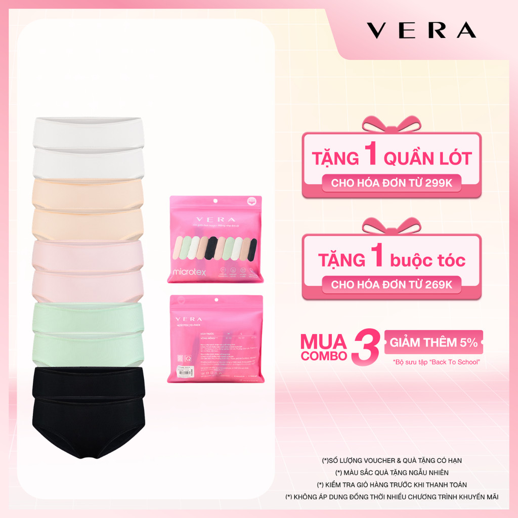 [COMBO ƯU ĐÃI] 10 quần lót nữ sợi Microfiber mát mịn, co giãn thoải mái, kháng khuẩn VERA- 6323 [Giao màu ngẫu nhiên]