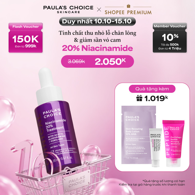 Tinh chất thu nhỏ lỗ chân lông to và làm sáng mịn bề mặt da Paula's Choice Clinical Niacinamide 20% Treatment 20ml 8030