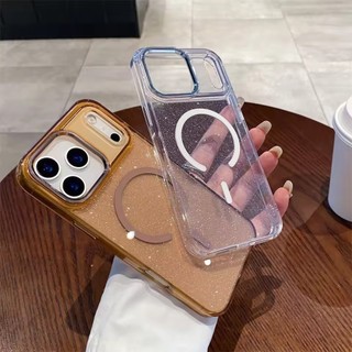 [JLK] Vỏ màu kẹo sạc không dây từ tính lấp lánh cho iPhone 17 Pro Max 17 Air Metal Lens Frame Bling Cover Funda