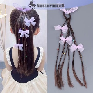 Onetimingfine Trẻ Em Nơ Tai Tóc Giả Đuôi Ngựa Bẩn Bím Tóc Đuôi Ngựa Vòng Bím Tóc Ponytai Trẻ Em Nhiều Màu Sắc Tóc VN