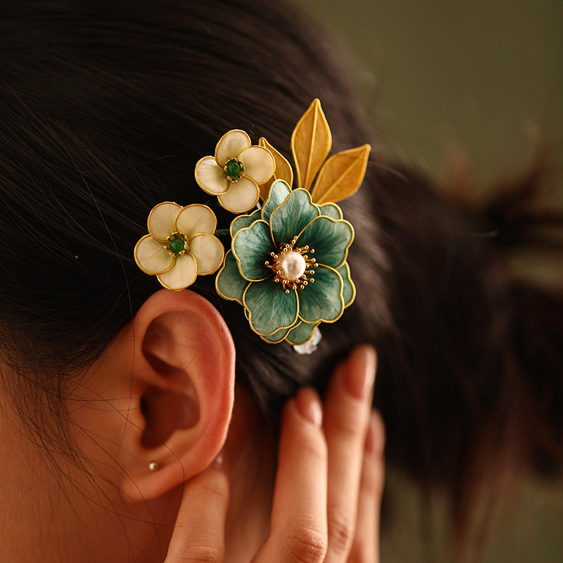 Kẹp tóc cổ điển hình lily, phong cách mới và Trung Hoa