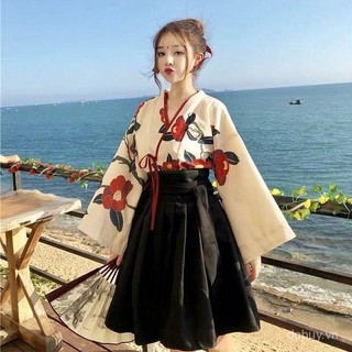 Hanfu Bộ Cô Gái Màu Trà Đỏ Họa Tiết Phương Đông, Phong Cách Retro Trung Hoa Cho cosplay và Đồng Phục