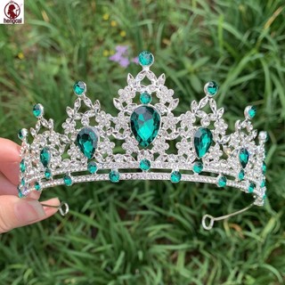 Vương miện tiara pha lê Baroque đầy màu sắc dành cho cô dâu
