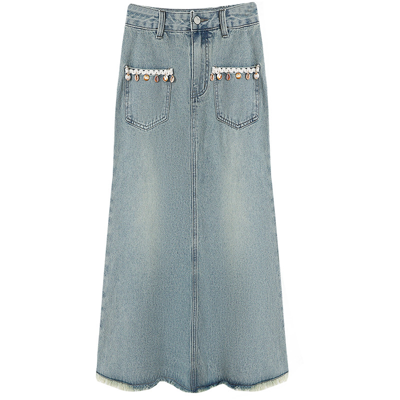 Mutu Váy Denim Rách Retro Cao Cấp Cho Mùa Xuân 2026, Thiết Kế Ôm Body Chữ A Đuôi Cá