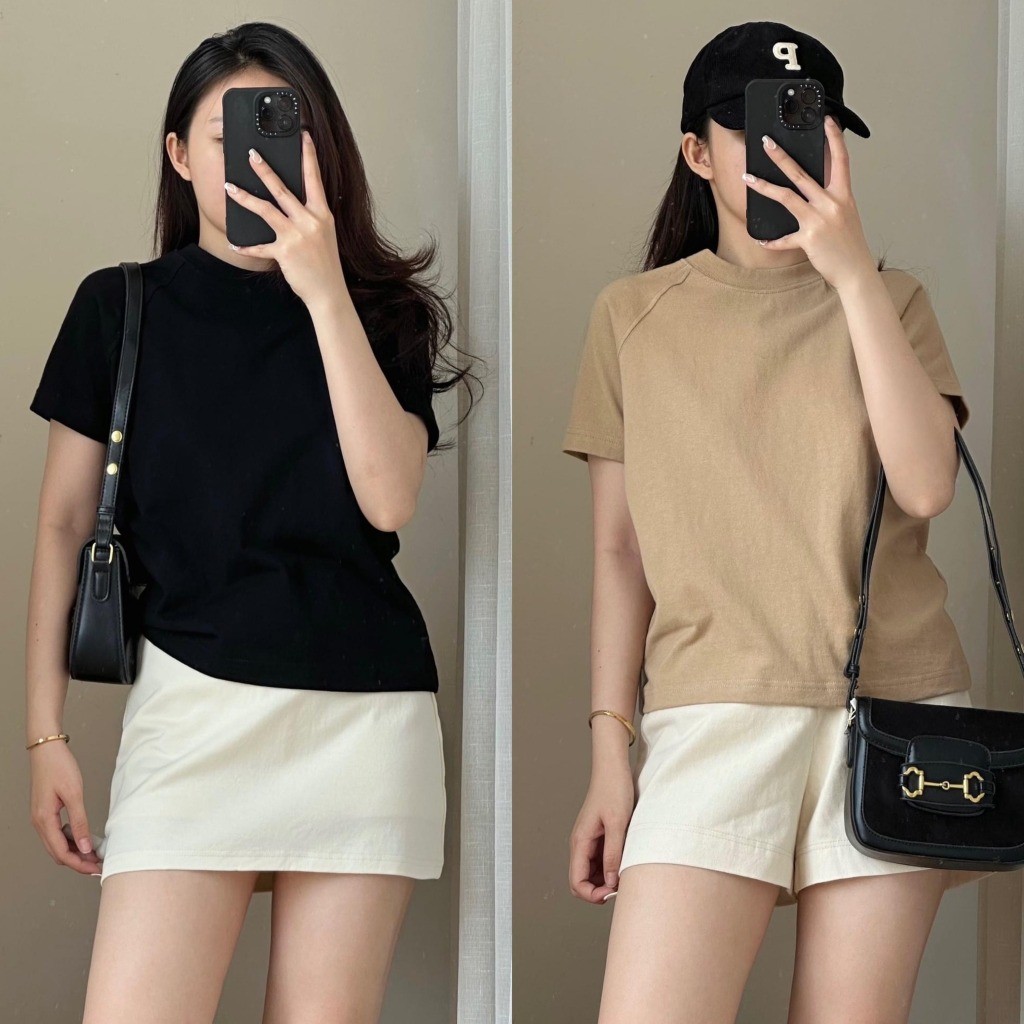 Áo Thun Baby Tee Trơn Cộc tay, Áo Phông Nữ Tay Zap Lăng Cổ Tròn Dáng Ôm BABY TEE Cotton 2 Chiều - A195