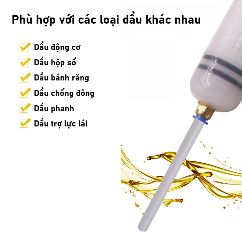 Công cụ đổi dầu ô tô kiểu ống tiêm 500cc, dùng cả hút và bơm, phù hợp với các loại dầu khác nhau