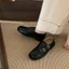 Giày Da Nhỏ Mũi Vuông TT Nữ 2025 Phong Cách Mới Khắc Giày Preppy