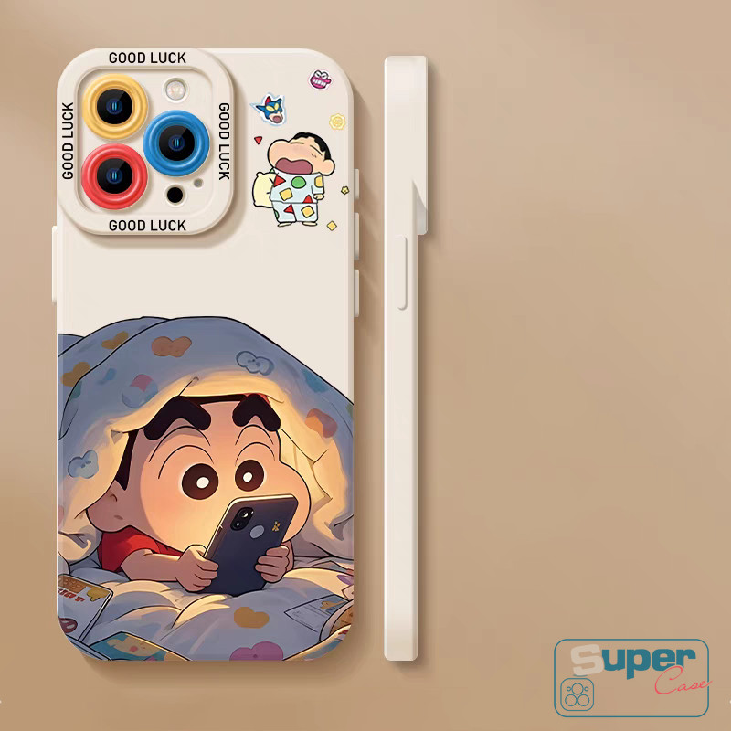 Ốp Lưng Cho Redmi 14C 12C 10A 10C 9A 13C 13 12 9 A3 10 9C NFC A1 A2 9T Note 11 14 8 12 10 10s 11s 11 Pro Poco C55 C65 C75 Cặp Đôi Hoạt Hình Dễ Thương Crayon Shin-Chan Ngủ Bao da