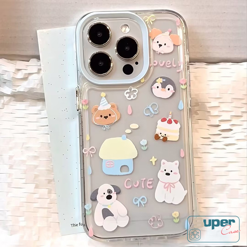 Ốp Lưng Cho Oppo A38 A3X A5i A3 A3Pro A5s A77S A60 A18 A17 A36 A76 A96 A77 A74 A98 A78 A79 A54 A16 A35 A17K A72 Reno 8T 12 12F 11F Hoạt Hình Dễ Thương Chó Con Mèo Nhà Bánh Hoa Mềm